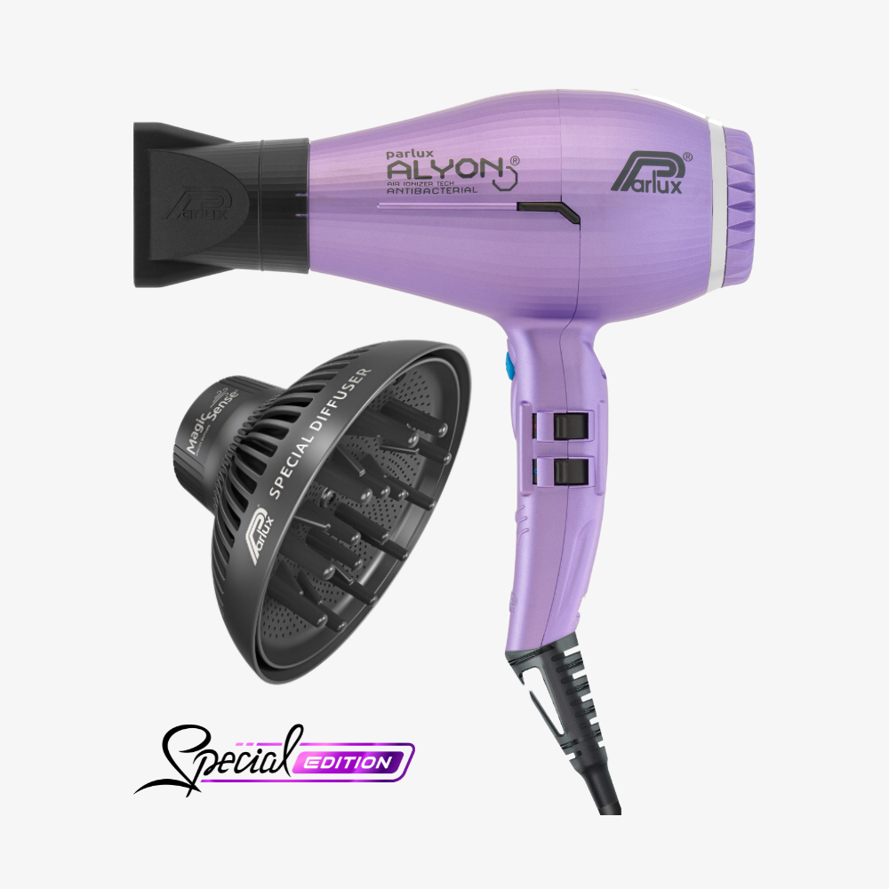 Asciugacapelli Parlux ALYON lilla con bocchetta e diffusore MagicSense, con logo Special Edition