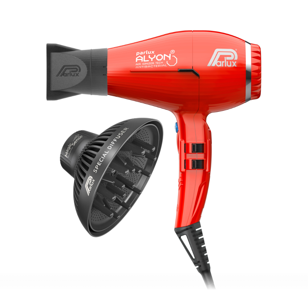 Asciugacapelli Parlux Alyon rosso con bocchetta e diffusore MagicSense